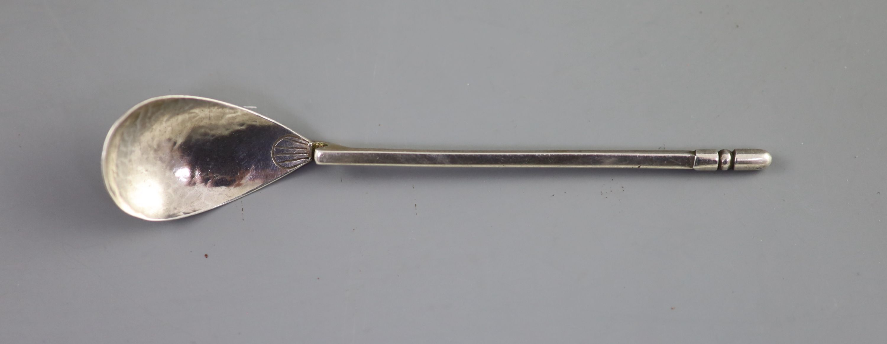 A cased set of six George V Arts & Crafts silver teaspoons, by the Keswick School of Industrial Arts